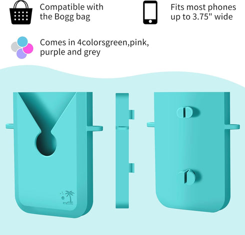 Beach Phone Holder, Silicone Phone Case Holder Charm Accessory for Bogg Bag - Pink, Universal, Waterproof, Keychain Carabiner Included, Compatible...