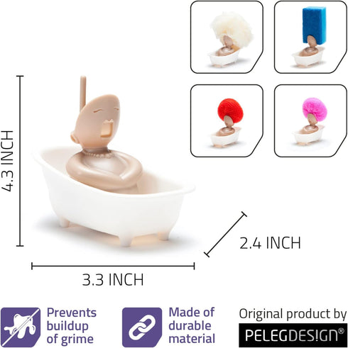 PELEG DESIGN - Soap Opera Sponge Holder for Kitchen Sink Cute & Funny Dish Scrubber Holder Kitchen Organizer- Includes 1 Metal Scrubber...