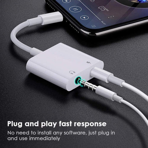 2 Pack Lightning to 3.5mm AUX Audio Charger Splitter for iPhone 14/13/12/11/XS/XR/X 8/iPad/iPod, Apple MFi Certified, 2 in 1 Headphone Adapter...