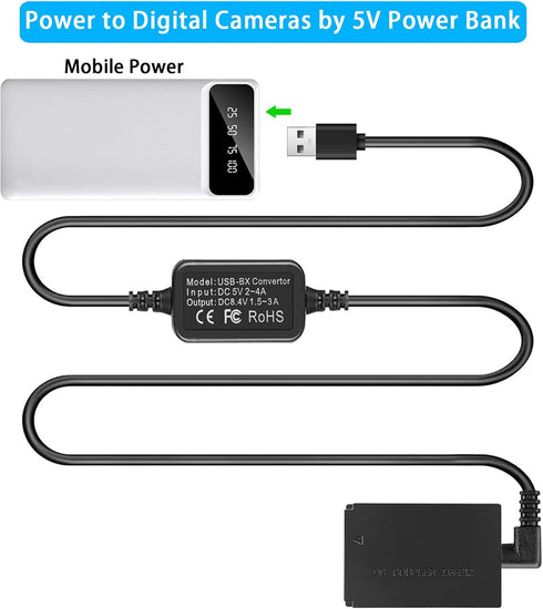 TKDY ACK-E12 USB Cord Cameras Power Supply M50 Dummy Battery LP-E12 DR-E12 DC Coupler Kit, fit for Canon EOS M50 Mark II, EOS M50 M100 M200 M M2 M...