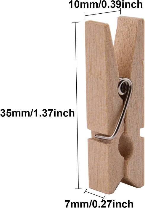 320 Feet Jute Twine and 100 Pieces Mini Natural Wooden Craft Clothespins Pegs Clips...