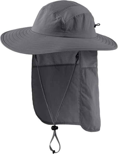 Home Prefer UPF 50+ Mens Wide Brim Fishing Hat with Neck Flap Sun Hat for Men Women Sun Protection Cap...