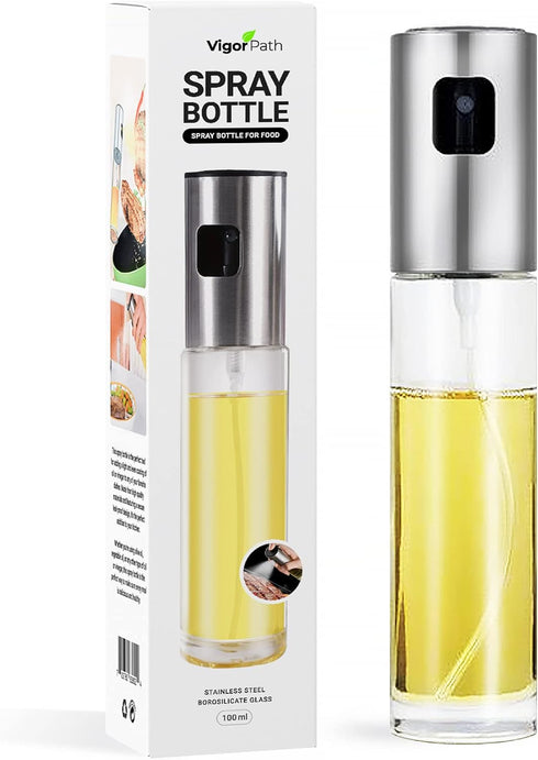 VIGOR PATH Sprayer for cooking - Olive Oil Sprayer Mister - 100ml Stainles Steel Olive Oil, Vinegar, Water & Other Liquids Sprayer - Perfect for S...