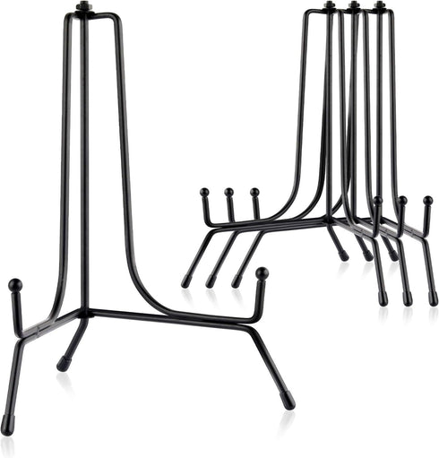 Mocoosy 4 Pack 8 Inch Improved Anti-Slip Plate Stands for Display, Plate Holder Display Stand, Picture Frame Holder Stand, Black Iron Easel Stands...
