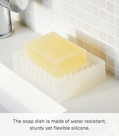 YAMAZAKI home 2992 Self Draining Soap Tray-Floating Holder Dish for Sink, One Size, Clear...