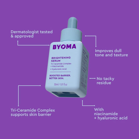 BYOMA Brightening Serum - Barrier Repair Serum - Brightening & Hydrating Face Serum with Hyaluronic Acid, Niacinamide & Ceramides - Hyaluronic Aci...