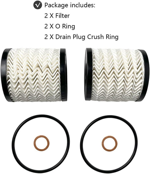 2 PCS Engine Oil Filter Kit Replace 11427622446 Compatible with Mini Cooper Clubman Countryman Paceman Hardtop Cabrio Coupe Roadster R55 R56 R57 R...