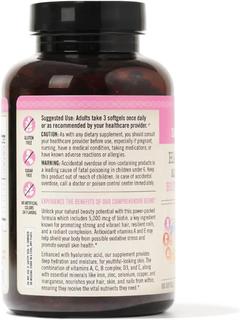 NatureWise Hair Skin and Nails Vitamin, Biotin 5000mcg w/Hyaluronic Acid, Multivitamin for Women w/Vitamin C, Vitamin B Complex, Vitamin D, A, E -...