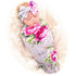 Galabloomer Newborn Receiving Blanket Headband Set Baby Flower Rose Swaddle with Big Bow (Gray)...
