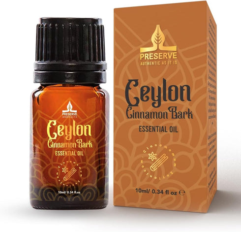 PRESERVE Ceylon Cinnamon Bark Essential Oil, 100% Pure Natural Oil, Undiluted, Therapeutic Grade Base Oil for Aromatherapy, Diffuser, Fragrance, F...