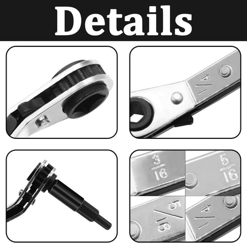 Hvac Service Wrench Tools,3/16", 1/4", 5/16", 3/8" 4 IN 1 Service Adjustable Wrenches with 2 Hexagon Bit Adapter Kit for Air Conditioner, Refriger...