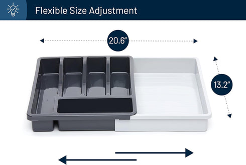 RoyalHouse Premium Cutlery Drawer Organizer, Expandable Utensil Holder And Organizer, 6-Compartments, Compact BPA-Free Plastic Storage for Spoons ...