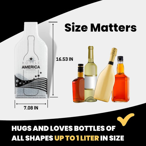 Bottle America | Triple-Layer Reusable Wine Travel Protector Sleeves for Glass Bottles | Impact & Leak Resistant | Carrier Bag | Airplane Cruise C...