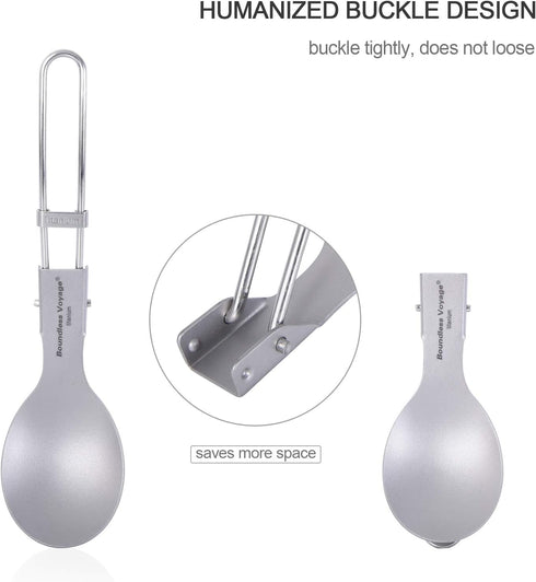 iBasingo Titanium Spork Spoon Fork Knife with Folding Handle Ultralight Dinnerware Utensils for Camping Outdoor Picnic Hiking Travel Home use...