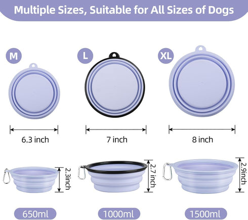 Kytely Collapsible Dog Bowls X-Large (1500ml), 2 Pack Foldable Dog Travel Bowls, Portable Dog Water Food Bowl with Clasp, Pet Feeding Cup Dish for...