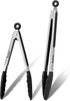 Anaeat Non-Stick Silicone Locking Tong Set of 2 - Stainless Steel 9" and 12" Kitchen Food Tongs with Non-Slip Silicone Tips and Grip for Cooking, ...