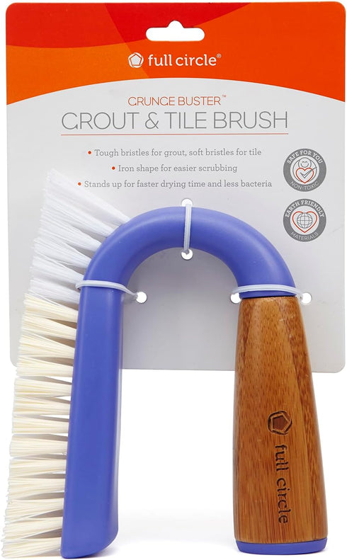 Full Circle Grunge Buster Grout & Tile Scrub Brush, Purple...