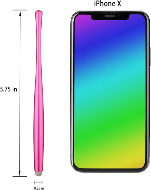 Slim Waist Stylus Pens for Touch Screen, Compatible with iPad, iPhone, Kindle Fire + 8 Extra Replaceable Hybrid Fiber Tips (Pink, Purple, Blue, Ro...