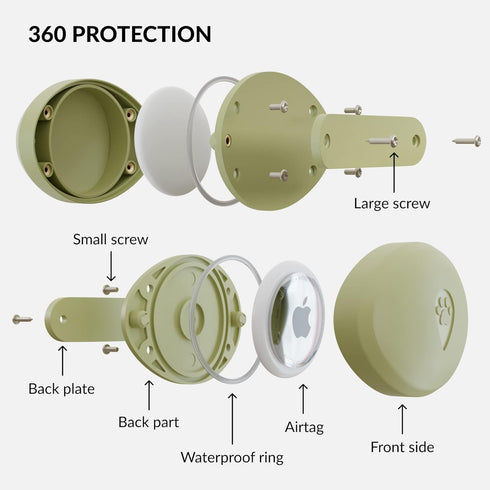 Airtag Holder for Dog Collar - Waterproof and Durable Protective Case for Airtag Tracker - Dog Airtag Holder Fits All Widths of Dog and Cat, Pet C...