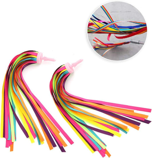 Pssopp 1 Pair Kid's Rainbow Bike Streamers Childrens Bike Streamers Grips Tassels Kids Bike Accessories(Multi Color)...
