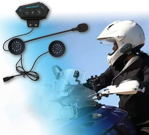 Helmet Bluetooth Headset, BT-12 Motorcycle Helmet Intercom, Helmet Communication System Supports Handsfree, Stereo Music...