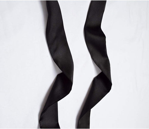 Ribbon Scarf for Women Long Skinny Satin Belt Sash Necktie Neck Scarf ZWJ01, Black, Free Size...