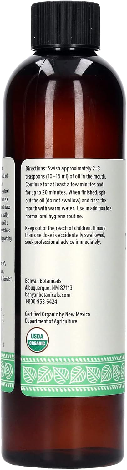 Banyan Botanicals Daily Swish Mint – Organic Ayurvedic Oil Pulling Mouthwash with Coconut Oil – for Oral Health, Teeth, & Gums* – 8oz – Non GMO Su...