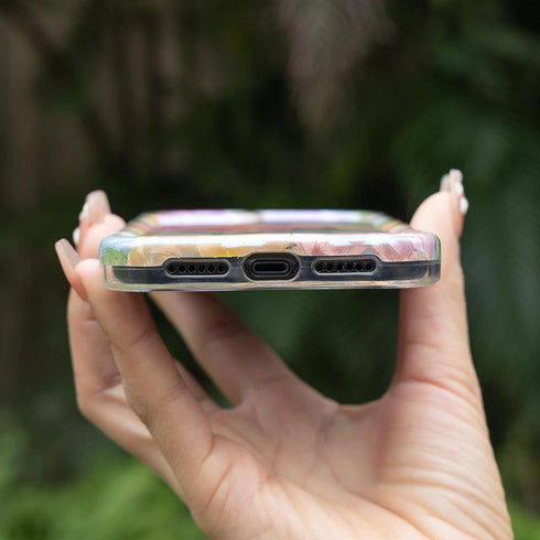 Cute Case for iPhone 11, Colorful Retro Oil Painting Printed Flowers Case, Fashion TPU floral Laser Beam Glossy Pattern Curly Waves Frame Shockpro...