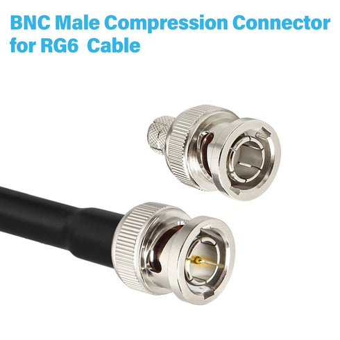 XRDS -RF BNC Compression Connector for RG6 Coaxial Cable BNC Male RG6 Connectors for CCTV, SDI, HD-SDI, Siamese, Security Camera(Pack of 10)...