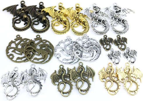 ALIMITOPIA Flying Dragon Charm Demon Fire Dragon Totem DIY Jewelry Making Charm Pendant for Handmade Necklace Bracelet Accessaries(20pcs)...