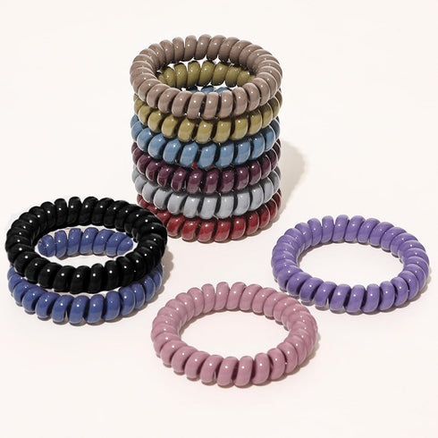 No Crease Coil Hair Ties 20 Pieces Traceless Spiral Hair Ties No Damage Phone Cord Hair Ties Elastics Hair Coils Plastic Hair Bands Spiral Bracele...