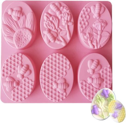 2Pcs Bee Silicone Soap Molds, Honeycomb Molds for Chocolate Jelly Candy Making...