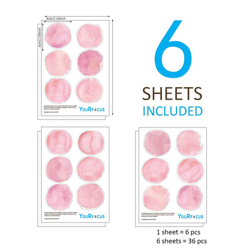 Pink Polka Dot Wall Decals 36pcs Watercolor Dots Wall Sticker for Kids, Baby Girls, Teens, and Nursery Room (6 Sheets) - Each Dot: 2.36 x 2.36 inc...