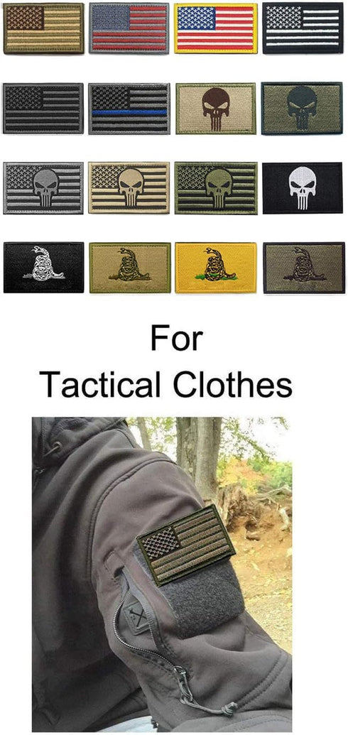 WZT Bundle 16 Pieces American Flag Tactical Morale Military Patch Set...