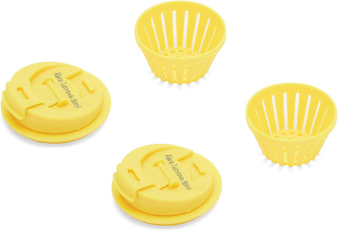 Jarware Mason Jar Fruit Infuser Drink Lid, Alex's Lemonade Stand, Plastic, Yellow, Set of 2, Regular Mouth...