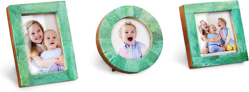 Green Bone Inlay Baby Picture Frames Set by Handicrafts Home...