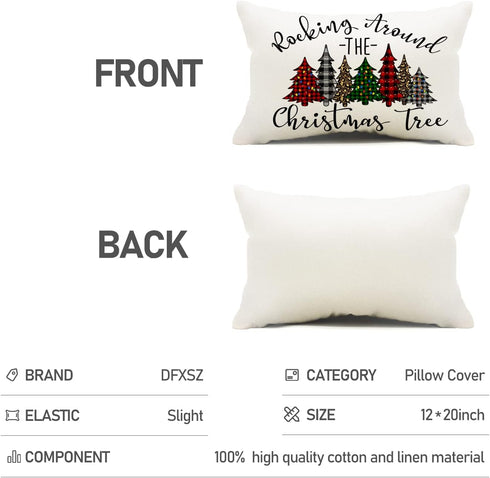 DFXSZ Christmas Pillow Covers 12x20 inch Christmas Tree Buffalo Porch Lumbar Pillow Covers Decor Farmhouse Outdoor Pillowcase for Couch Sofa...
