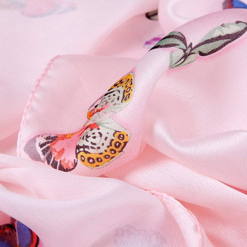70x35inch Women Silk Feeling Head Hair Satin Scarf Wrapping Long Summer Fashion Lightweight Shawl Travel Beach Airplane (BB pink butterfly)...
