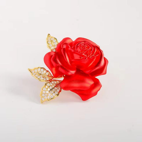 Rose Brooch Pins Rhinestone Lapel Red Flowers Brooches for Women Girls Fashion Jewelry Gift...