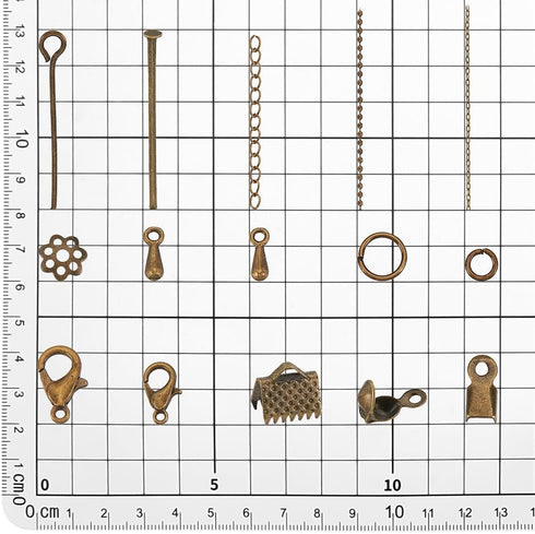 PH PandaHall about 870 Pcs Jewelry Finding Kits with Lobster Claw Clasps, Jump Ring, Ribbon Clamp End, Earring Hook, Flower Bead Cap, Cord End, Ey...