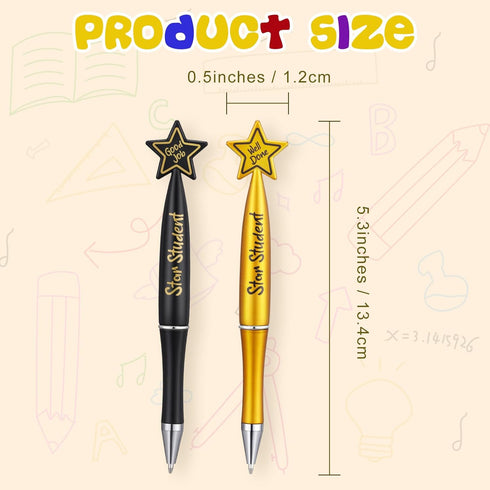 64 Pcs Star Student Pens Reward Ballpoint Pens Teacher Appreciation Gifts Black Inspirational Pens for Star Students Awards of the Week, School Cl...