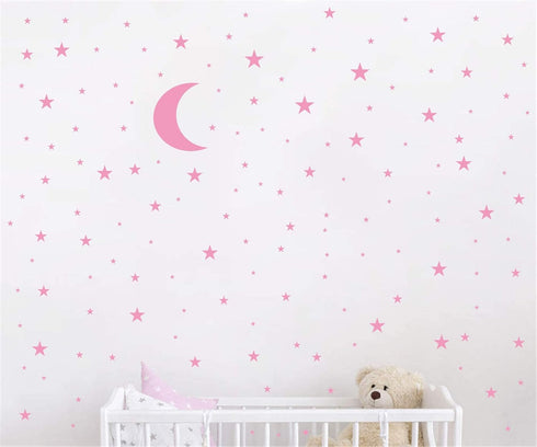 Moon and Stars Wall Decal Vinyl Sticker for Kids Boy Girls Baby Room Decoration Good Night Nursery Wall Decor Home House Bedroom Design YMX16 (Sof...