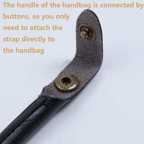 Semetall Purse Handles 2 Pcs 0.5'' Wide 15.7" Length Handbag Handles Black PU Leather Purse Strap with Button for Handbag and Handbag DIY Making A...