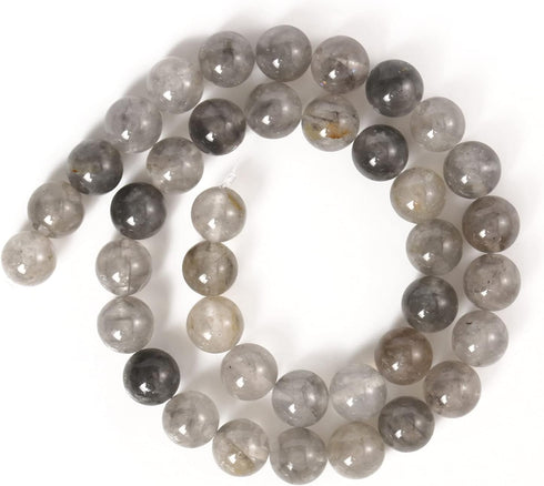 35pcs 10mm Natural Stone Beads Greystone Crystal Beads Energy Crystal Power Gemstone for Jewelry Making, DIY Bracelet Necklace...