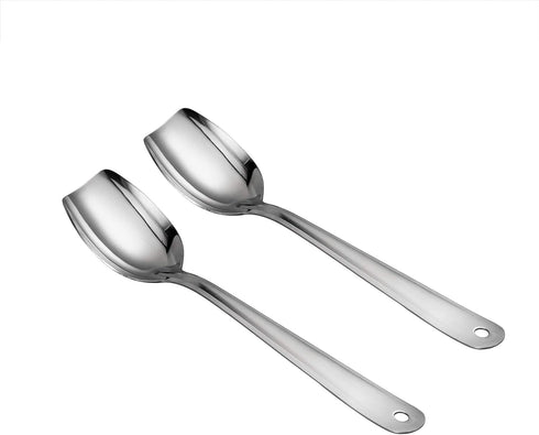 IMEEA Flat Edge Cooking Spoon 18/8 Stainless Steel Serving Spoon 10-Inch Mixing Spoon, Set of 2...