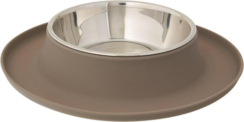 Messy Mutts Single Silicone Feeder with Stainless Bowl | Non-Skid Food Dishes for Dogs for All Pets | Dog Food Bowls | Medium, 1.5 Cups | Grey...
