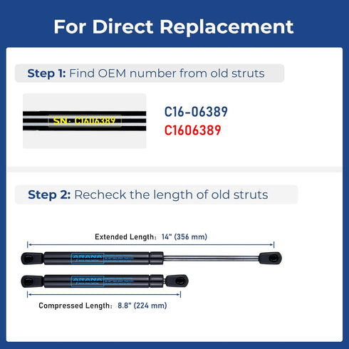 ARANA C16-06389 C16-33275 14 inch Gas Struts Spring Shocks, C16-28554 14" 24Lb Prop Lift Support for Truck Leer Camper Shell are Cap Topper Door R...