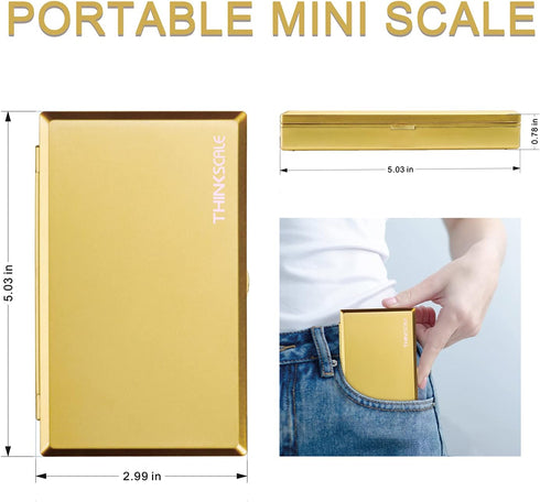 THINKSCALE 50g/0.001g Digital Milligram Scale, Gold Mg Scale with 50g Calibration Weight, Powder Scale for Reloading, Micro Gram Scale, Miligram S...