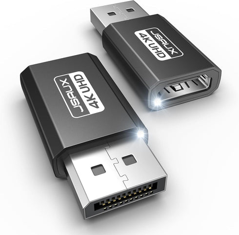 JSAUX 4K DisplayPort to HDMI Adapter 2-Pack, DP PC to HDMI Monitor Converter Video UHD 2K@120Hz,4K@30 DP to HDTV Male to Female Uni-Directional Ad...