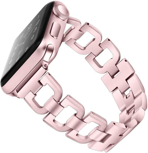 OULUCCI Compatible Apple Watch Bands For Women 42mm 41mm 40mm 38mm iwatch Series 10 9 8 7 6 SE 5 4 3 2 1 D-Shape Stainless Steel Strap Rose Gold...